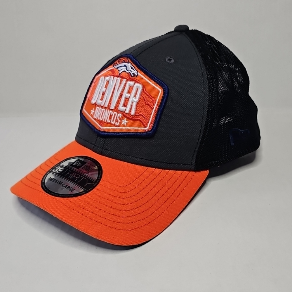 Denver Broncos New Era Hat 2021 NFL Draft Trucker 39THIRTY Graphite Cap M/L New